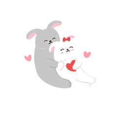rabbit in love with heart, valentine's day illustration