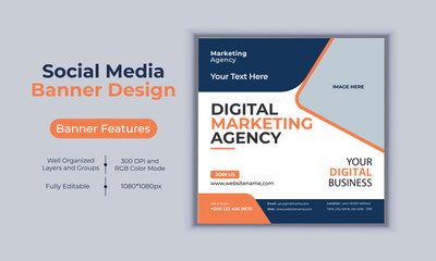 Digital marketing agency social media post banner design vector template modern layout design