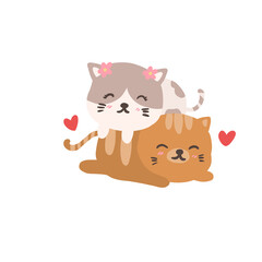 valentine's day illustration, cat with heart in love