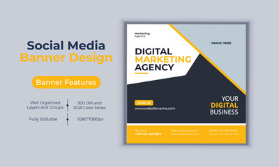 Digital marketing agency social media post banner design vector template modern layout design