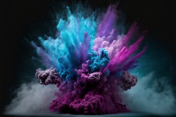 purple and blur colour burst, powder color burst, generative ai composite