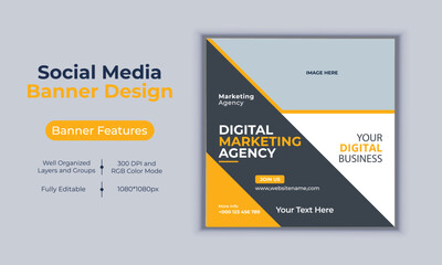 Digital marketing agency social media post banner design vector template modern layout design