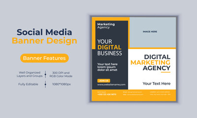 Digital marketing agency social media post banner design vector template modern layout design