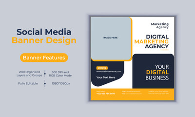 Digital marketing agency social media post banner design vector template modern layout design