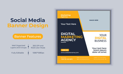 Digital marketing agency social media post banner design vector template modern layout design