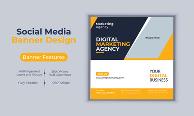 Digital marketing agency social media post banner design vector template modern layout design