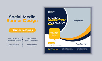 Digital marketing agency social media post banner design vector template modern layout design