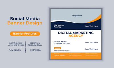 Digital marketing agency social media post banner design vector template modern layout design