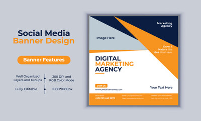 Digital marketing agency social media post banner design vector template modern layout design