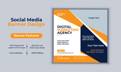 Digital marketing agency social media post banner design vector template modern layout design
