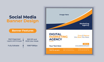 Digital marketing agency social media post banner design vector template modern layout design