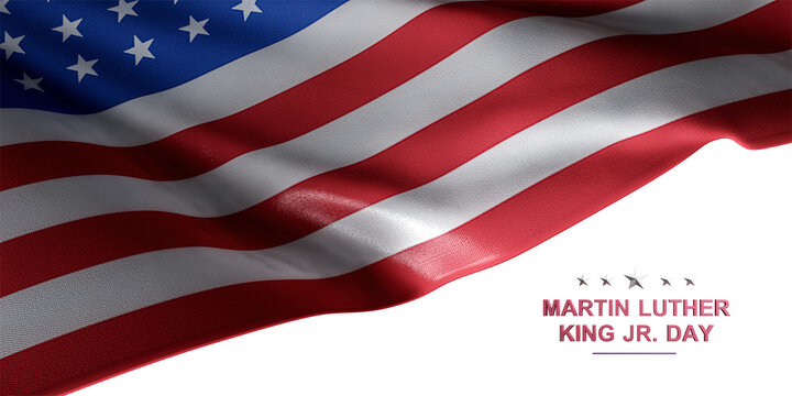 Happy Martin Luther King day with America flag background	
