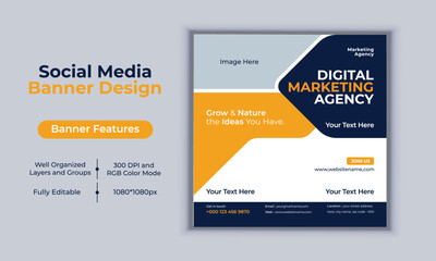 Digital marketing agency social media post banner design vector template modern layout design