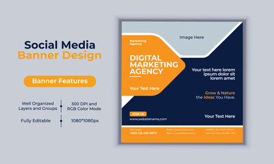 Digital marketing agency social media post banner design vector template modern layout design