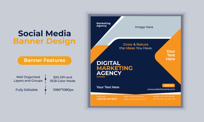 Digital marketing agency social media post banner design vector template modern layout design