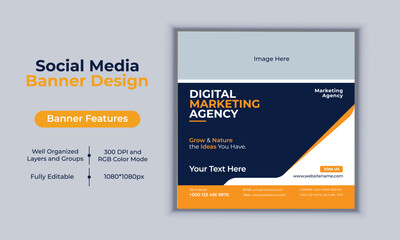 Digital marketing agency social media post banner design vector template modern layout design