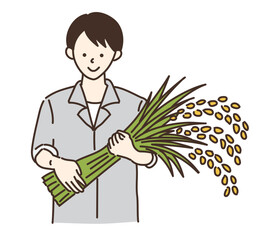 農業女子　農業　農家　米農家　女性　イラスト