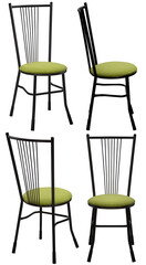 Stool for a home or cafe. An element of the interior. Isolated from the background. In different angles
