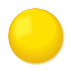 Yellow glossy button isolated on a white background