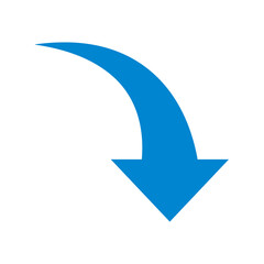 右下がりの矢印　青