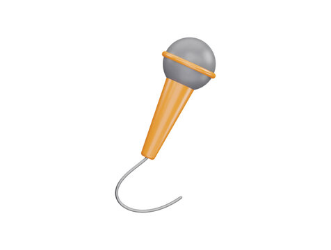 Microphone with 3d vector icon cartoon minimal style