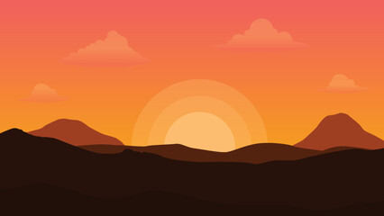 Obraz premium Autumn mountain view at sunset.