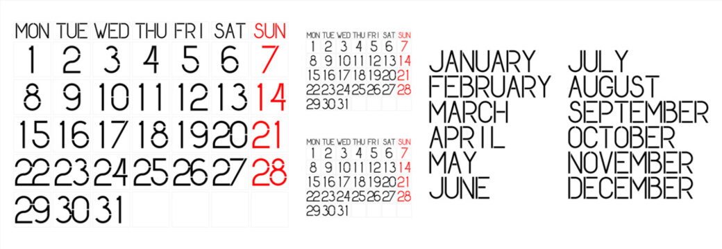 Universal Calendar For Three Months