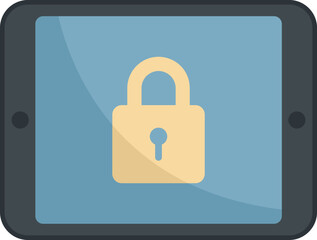 Tablet locking icon flat vector. Secure lock. Data mobile tablet isolated
