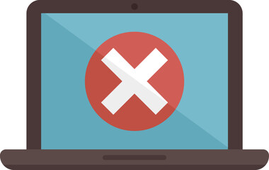 Obraz premium Restricted laptop icon flat vector. Work business. Internet regulation isolated