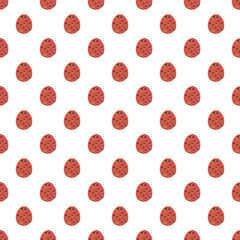 Happy Easter seamless pattern greeting card with decorated painted Easter eggs. Vector Illustration flat style design for invitations, prints, wrapping paper