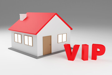 Luxury concrete inscription VIP on grey podium, soft light, smooth background, 3d rendering