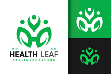 Letter H Health Leaf Logo Design Vector Illustration Template