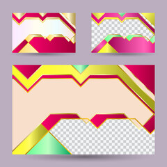 Set of colorful banners. , red and purple background color with stripe line shape. Suitable for social media post and web internet ads. Vector illustration.