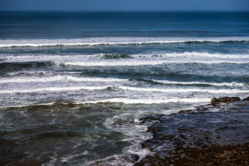 High tide and huge waves in the Atlantic Ocean, Morocco.