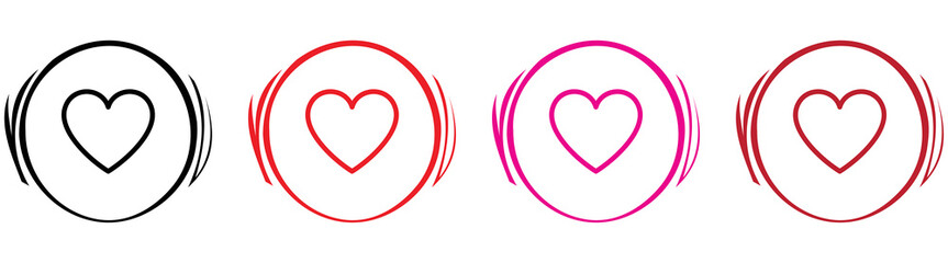 text with heart icon set. love you text icon collections. style symbol, vector illustration