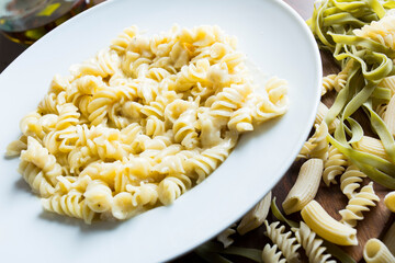 Italian pasta with cheese sauce. Traditional recipe from the city of Rome.