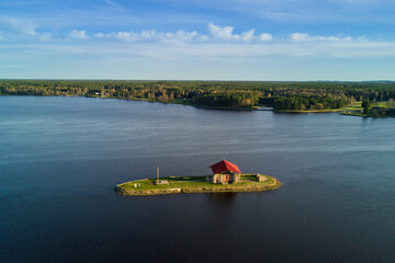 St. Meinards island in the middle of river Daugava - Ikskile, Latvia