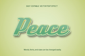 Peace text in 3D style.