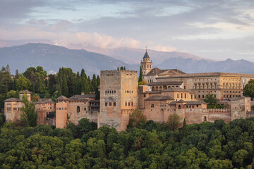 Towers of Alhambra palace and fortress - obrazy, fototapety, plakaty