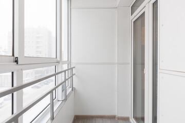 interior decoration of the interior of the balcony of a residential apartment. view from the balcony.