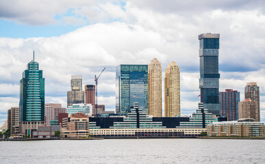 City scape of Manhattan island coastline in New York