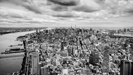 Black and White photo of cloudy Manhattan, New York City