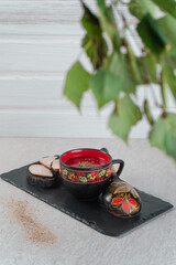 Homemade Bacon Spicy Vodka Bloody Mary with Tomatos