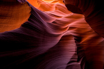 Classic view of Antelope canyon curves and narrow walls in Arizona, USA - Powered by Adobe