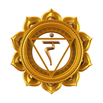 abstract yellow Manipura chakra symbol, 3d modern illustration