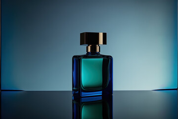 AI GENERATED perfume bottle isolated blue background