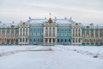 Catherine Palace on a cloudy March day. Tsarskoye Selo