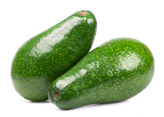 Avocado isolated. Ripe green avocados on a white background. Fresh fruits and vegetables.