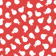 白うさぎのシームレス壁紙赤