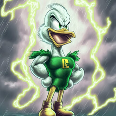 
duck hero character who has super powers.